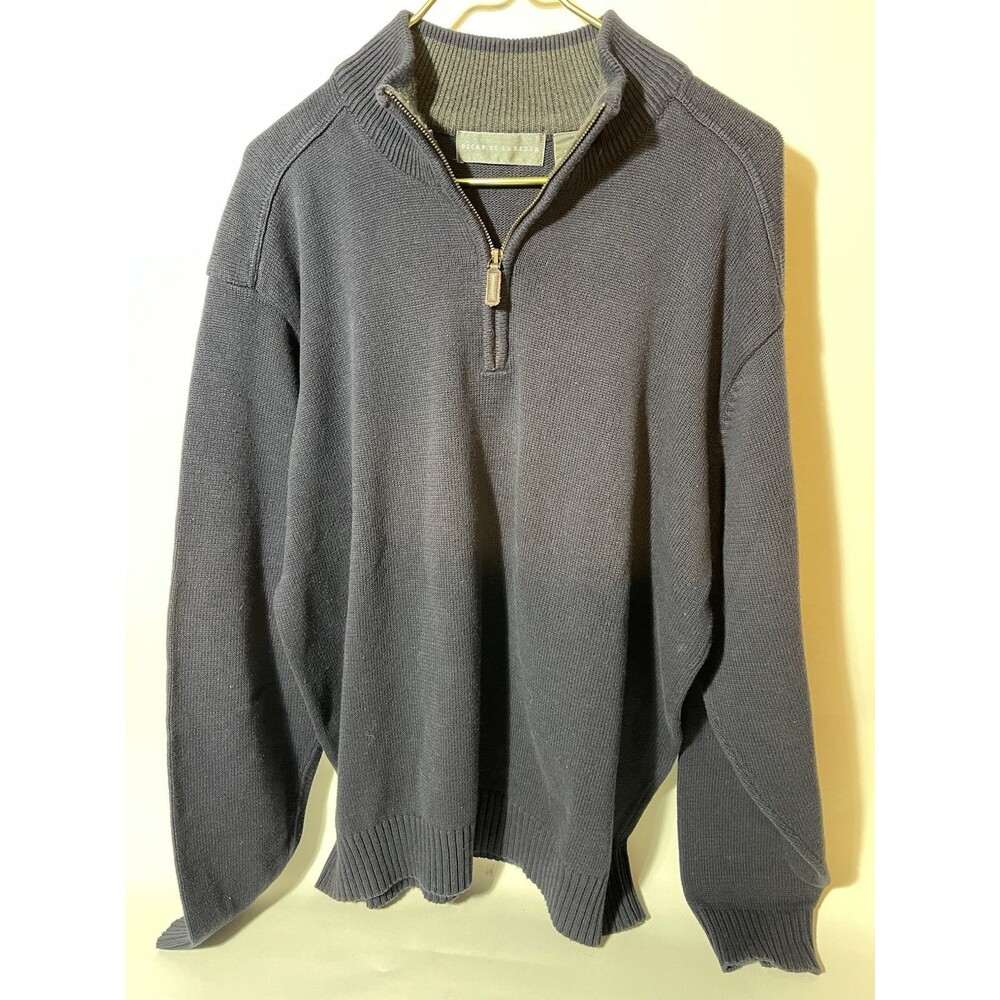 Oscar De La Renta Navy Blue Quarter Zip Sz XXL #0474